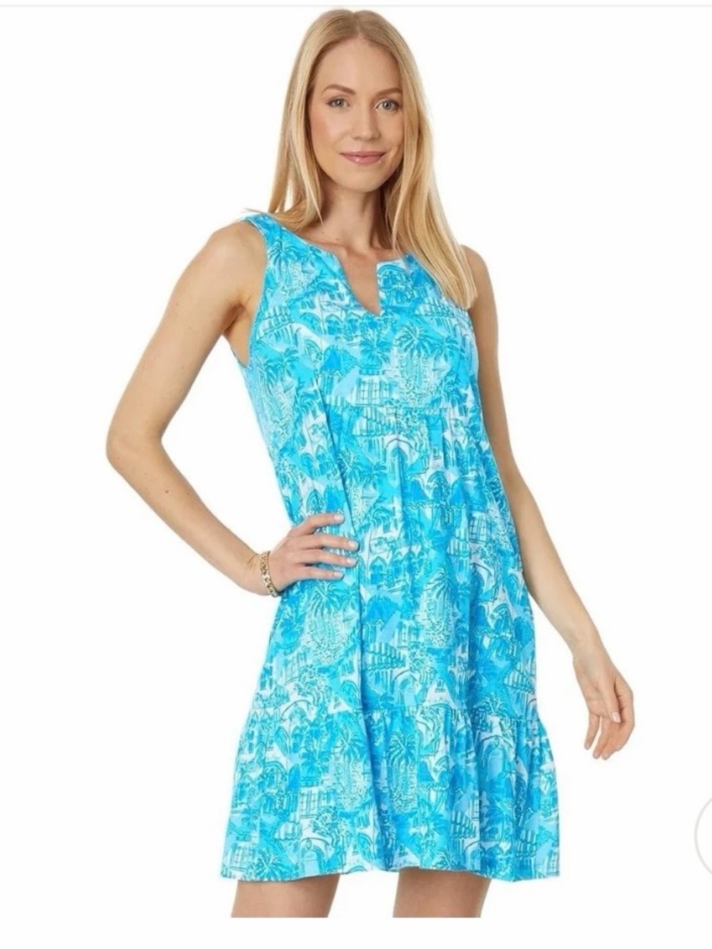 Lilly Pulitzer Lindy Mini Dress Amalfi Blue Sunny State Of Mind Resortwear Sz M